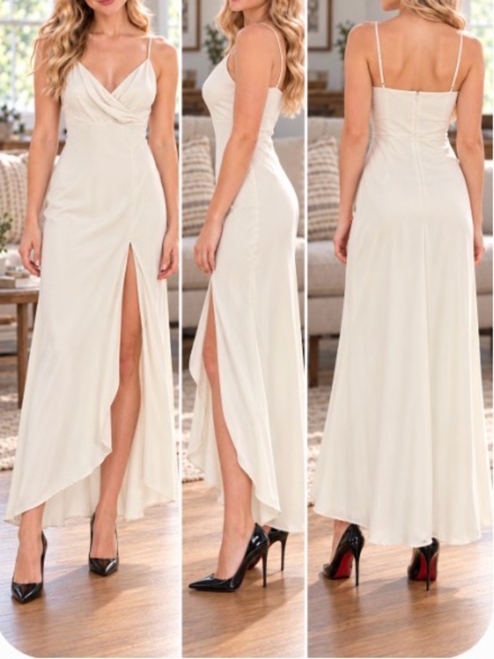 C/MEO Collective White Cowl Neck Maxi Dress Size Small Like New